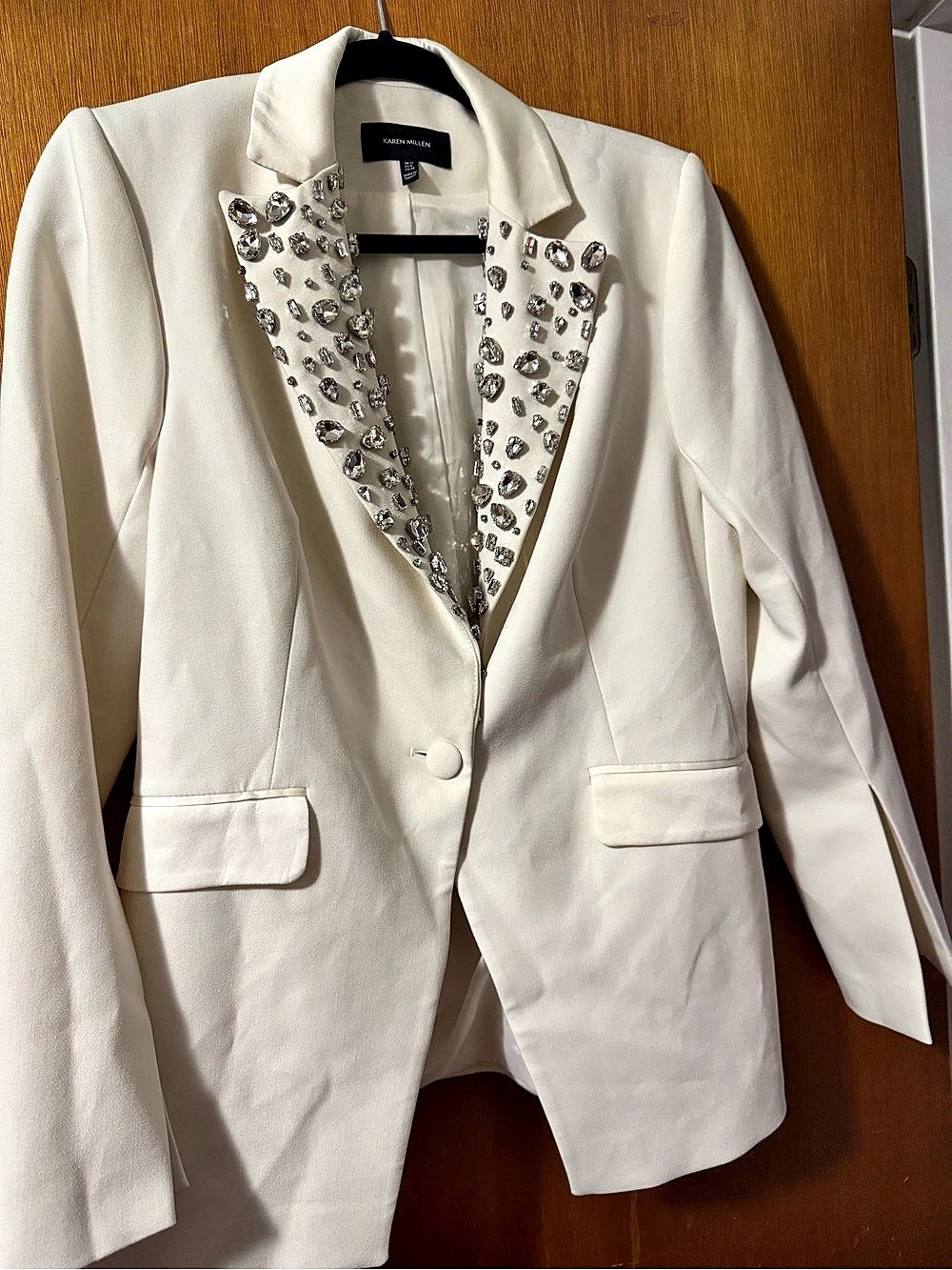 Karen Millen Embellished Blazer in White Size Large